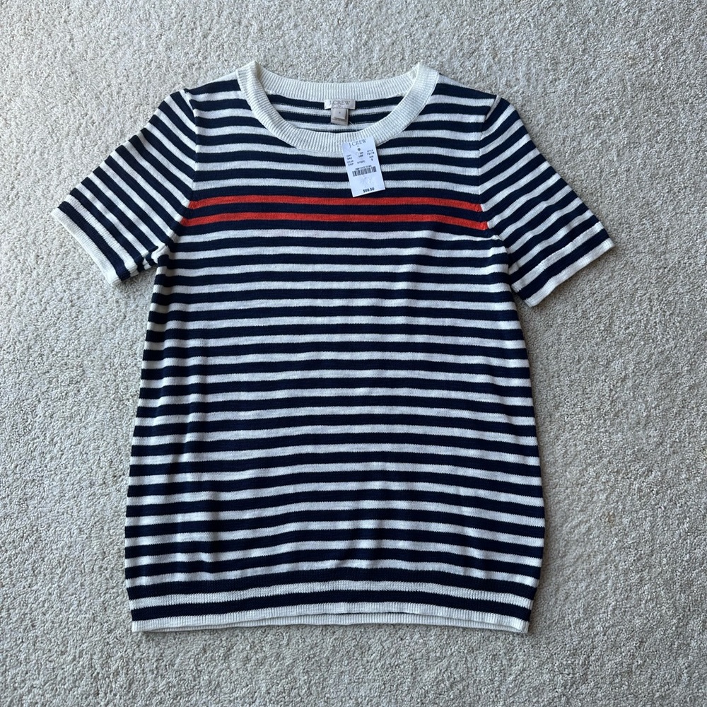 J. Crew NEW! Navy and orange striped shirt
